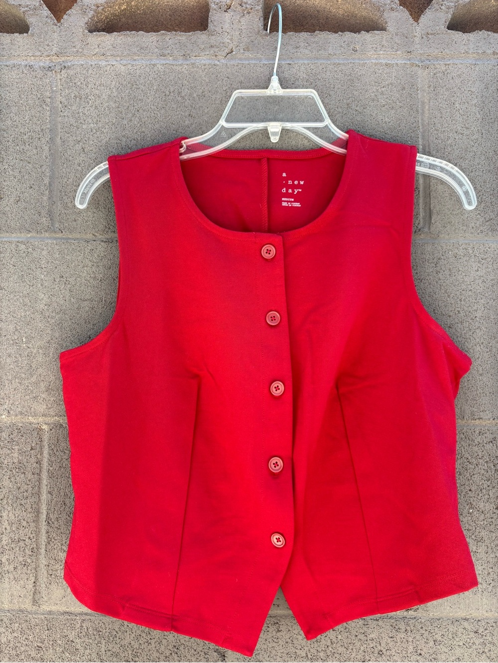 a new day Red Sleeveless Button-Front Vest Top